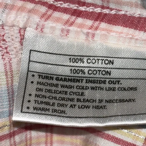 Ariat Woman’s Pastel Plaid Pearl Snap Western Shirt Embroidered Raw Hem Size XL - Picture 7 of 7